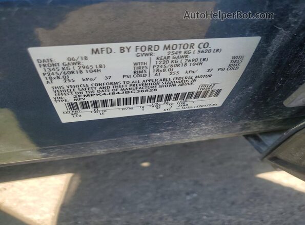 2FMPK4J84JBC36828 2018 FORD EDGE Blue VIN კოდის სტიკერის ხედი