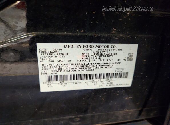 2FMPK4J90LBB06993 2020 FORD EDGE Black Սալոնի 360 աստիճան տեսք