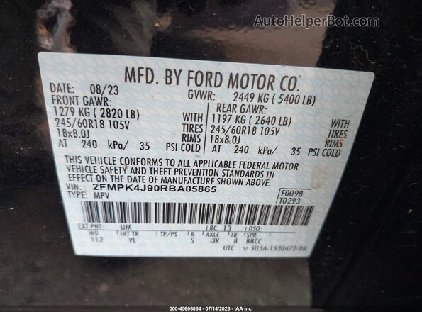 2FMPK4J90RBA05865 2024 FORD EDGE Black Շարժիչի բաժամունքի տեսք