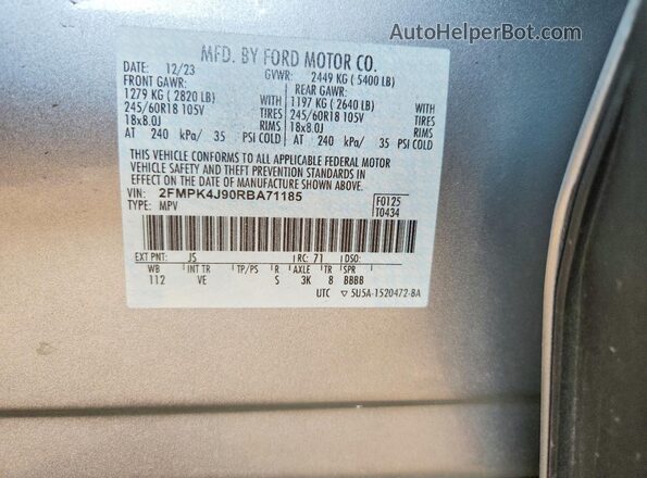 2FMPK4J90RBA71185 2024 FORD EDGE Silver Вид підкапотного простору