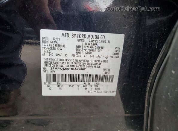 2FMPK4J90RBA72062 2024 FORD EDGE Черный Вид наклейки с VIN-кодом