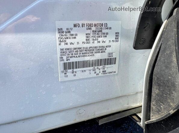 2FMPK4J91HBB30405 2017 FORD EDGE White Вид підкапотного простору