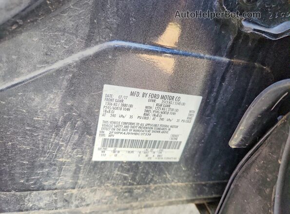 2FMPK4J91HBC37339 2017 FORD EDGE Gray VIN sticker view