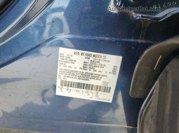 2FMPK4J91JBC42305 2018 FORD EDGE Blue VIN კოდის სტიკერის ხედი