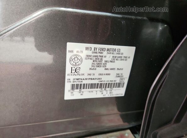 2FMPK4J91PBA51203 2023 FORD EDGE Серый Вид подкапотного пространства