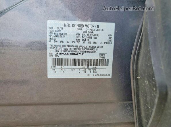 2FMPK4J91RBA27101 2024 FORD EDGE Charcoal ძრავის განყოფილების ხედი