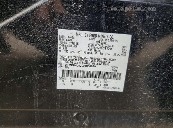 2FMPK4J92GBC06079 2016 FORD EDGE Black Вид наклейки з VIN-кодом