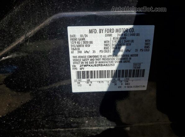 2FMPK4J92RBA82253 2024 FORD EDGE Black VIN კოდის სტიკერის ხედი