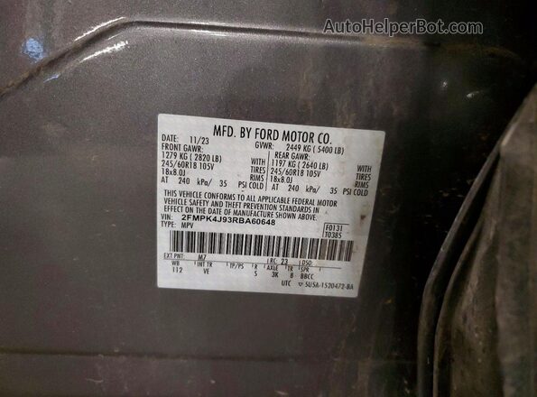 2FMPK4J93RBA60648 2024 FORD EDGE Silver VIN կոդի պիտակի տեսք