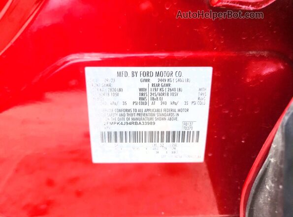 2FMPK4J94RBA33989 2024 FORD EDGE Красный Вид подкапотного пространства