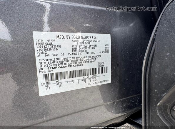 2FMPK4J94RBA75028 2024 FORD EDGE Gray Widok komory silnika