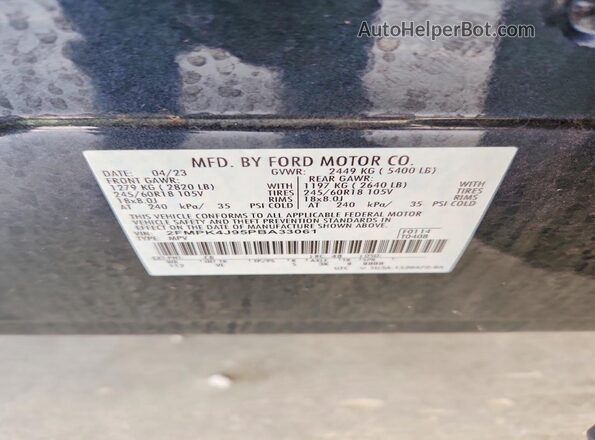 2FMPK4J95PBA33061 2023 FORD EDGE Синий Панорамный вид салона 360°