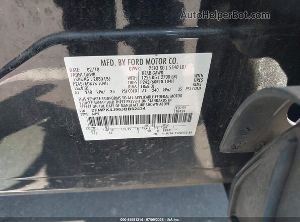 2FMPK4J96JBB62434 2018 FORD EDGE Black Engine compartment view