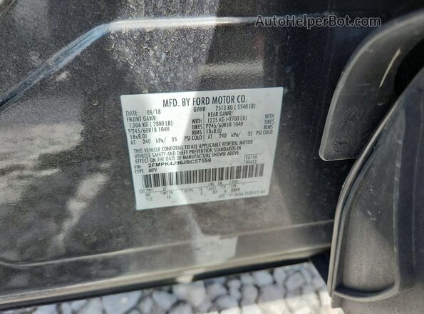 2FMPK4J96JBC57558 2018 FORD EDGE Gray Widok naklejki z numerem VIN