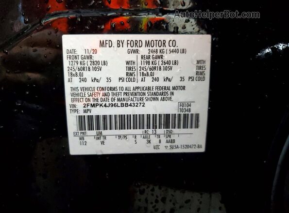 2FMPK4J96LBB43272 2020 FORD EDGE Black Engine compartment view