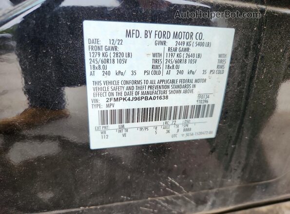 2FMPK4J96PBA01638 2023 FORD EDGE Black Widok naklejki z numerem VIN