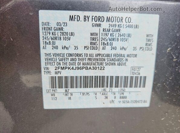 2FMPK4J96PBA30122 2023 FORD EDGE Gray Engine compartment view