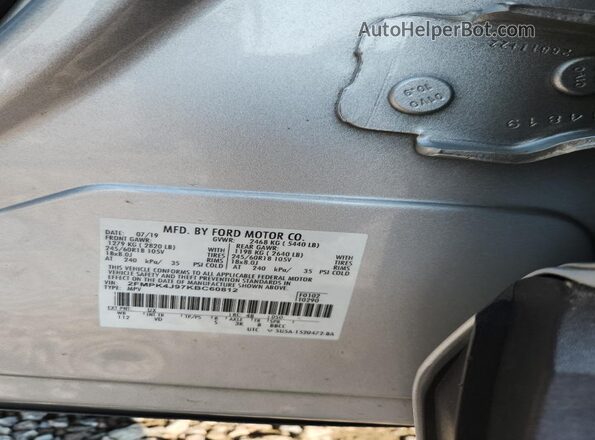 2FMPK4J97KBC60812 2019 FORD EDGE Silver Սալոնի 360 աստիճան տեսք