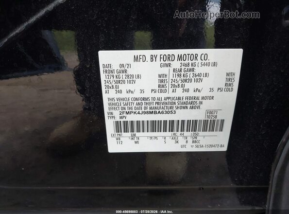 2FMPK4J98MBA63053 2021 FORD EDGE Black Engine compartment view