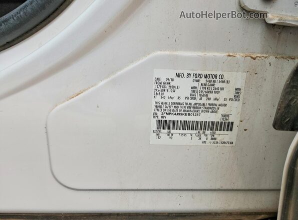 2FMPK4J99KBB01287 2019 FORD EDGE White Widok komory silnika