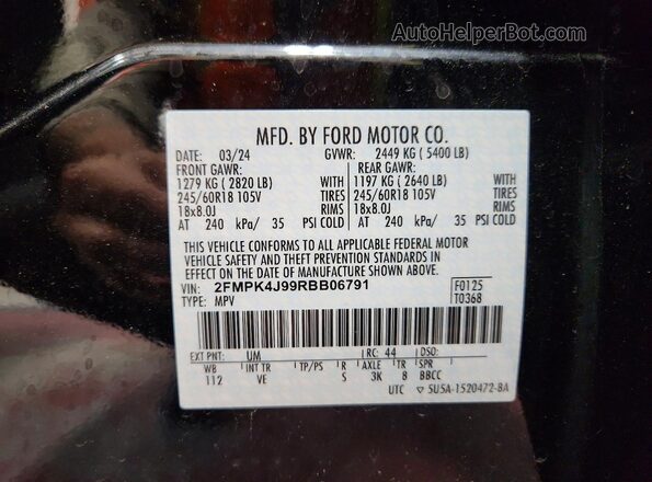 2FMPK4J99RBB06791 2024 FORD EDGE Black Vista interior de 360 grados