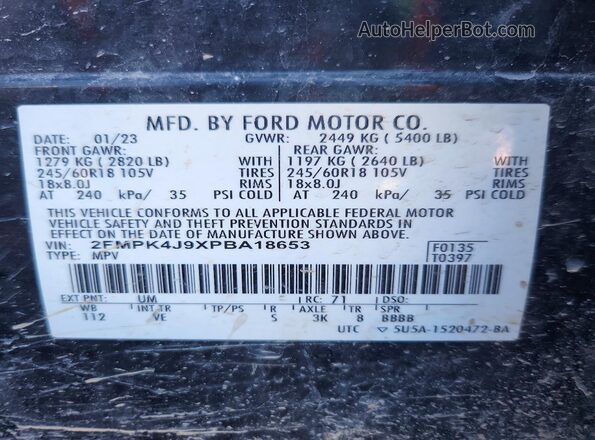 2FMPK4J9XPBA18653 2023 FORD EDGE Black Engine compartment view