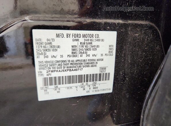 2FMPK4J9XPBA40717 2023 FORD EDGE Black Սալոնի 360 աստիճան տեսք