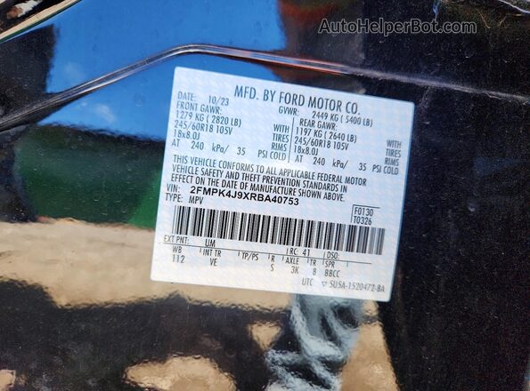 2FMPK4J9XRBA40753 2024 FORD EDGE Black Widok wnętrza 360 stopni