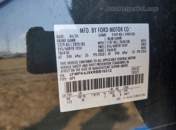 2FMPK4J9XRBB16312 2024 FORD EDGE Green VIN կոդի պիտակի տեսք