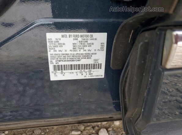 2FMPK4K90KBB12497 2019 FORD EDGE Blue VIN կոդի պիտակի տեսք