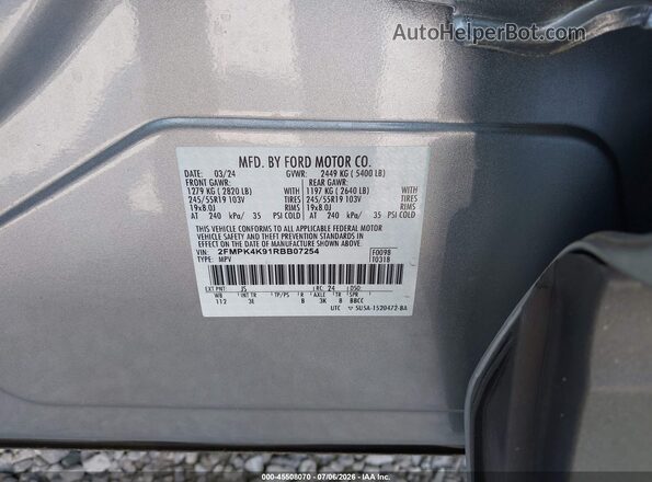 2FMPK4K91RBB07254 2024 FORD EDGE Silver Շարժիչի բաժամունքի տեսք