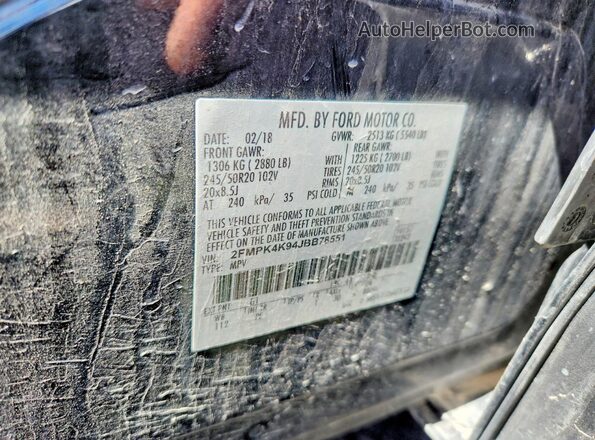 2FMPK4K94JBB78551 2018 FORD EDGE Black ძრავის განყოფილების ხედი
