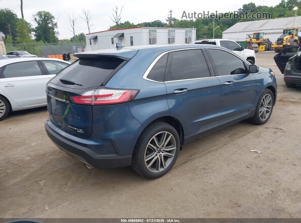 2FMPK4K94KBB74114 2019 FORD EDGE Blue Rear right