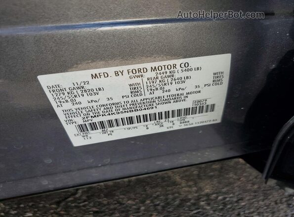 2FMPK4K95NBB04691 2022 FORD EDGE Gray Вид підкапотного простору