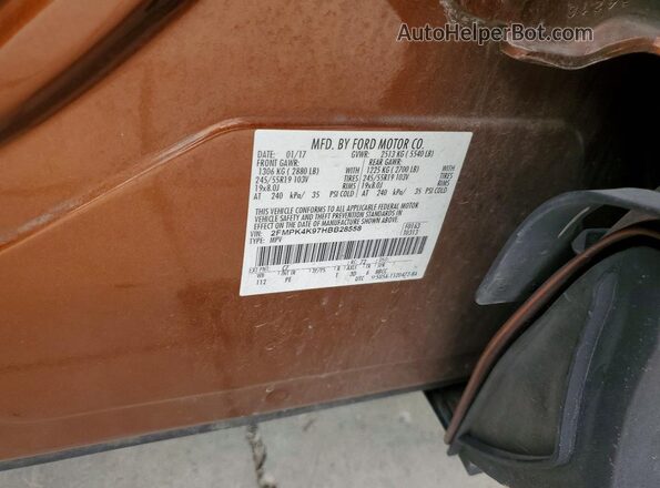 2FMPK4K97HBB28558 2017 FORD EDGE Orange VIN კოდის სტიკერის ხედი