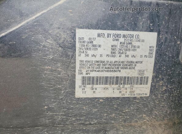2FMPK4K97HBB55078 2017 FORD EDGE Gray Vista del compartimento del motor
