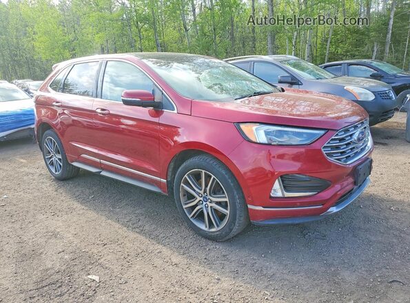 2FMPK4K98KBB39415 2019 FORD EDGE Red Front right