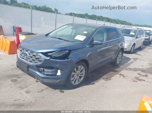 2FMPK4K99KBB12143 2019 FORD EDGE Синий Передняя левая четверть