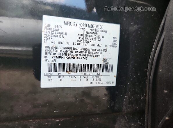 2FMPK4K99NBA42745 2022 FORD EDGE Green Вид підкапотного простору