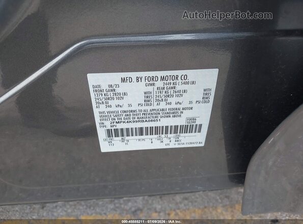 2FMPK4K99RBA08651 2024 FORD EDGE Gray Engine compartment view