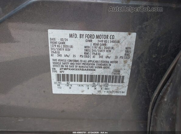 2FMPK4K9XRBA89904 2024 FORD EDGE Gray Շարժիչի բաժամունքի տեսք