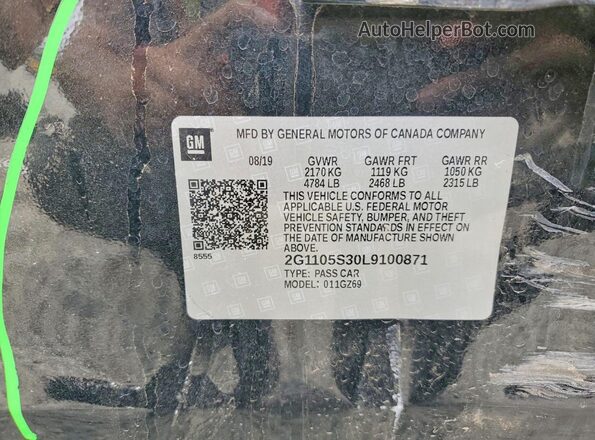 2G1105S30L9100871 2020 CHEVROLET IMPALA Black Շարժիչի բաժամունքի տեսք