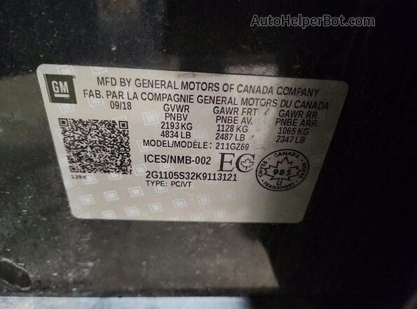2G1105S32K9113121 2019 CHEVROLET IMPALA Teal Շարժիչի բաժամունքի տեսք