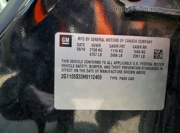 2G1105S33H9112469 2017 CHEVROLET IMPALA Black Widok komory silnika