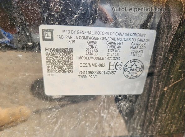 2G1105S34K9142457 2019 CHEVROLET IMPALA Black Вид підкапотного простору
