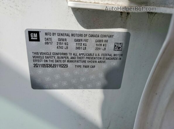 2G1105S36J9116229 2018 CHEVROLET IMPALA White Engine compartment view