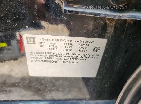 2G1105S37H9190656 2017 CHEVROLET IMPALA Черный Вид подкапотного пространства