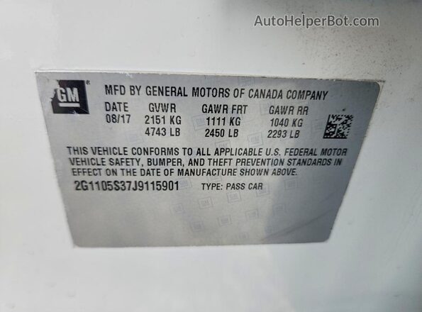 2G1105S37J9115901 2018 CHEVROLET IMPALA White Engine compartment view