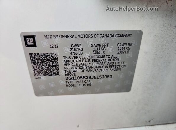 2G1105S39J9153050 2018 CHEVROLET IMPALA Белый Вид подкапотного пространства