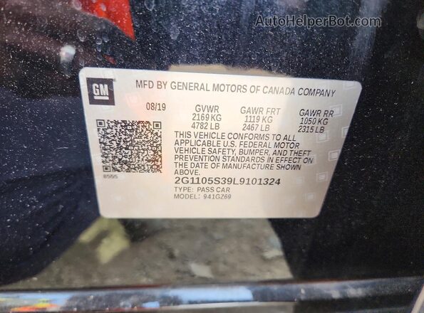 2G1105S39L9101324 2020 CHEVROLET IMPALA Black Engine compartment view